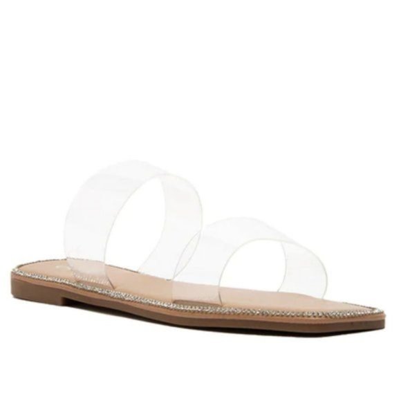 !! NEW !! Embellished Double Strap Square Toe Sandals in Black - Picture 9 of 10